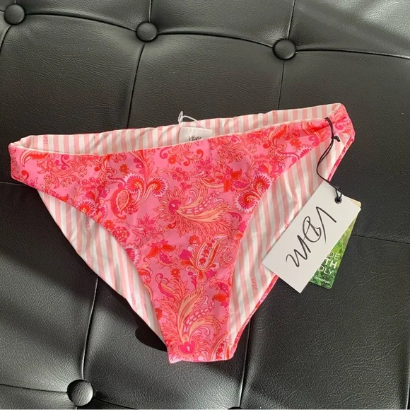 Revolve x VDM The Label Belinda Reversible Bikini Bottom Pink Stripe S - Picture 5 of 11